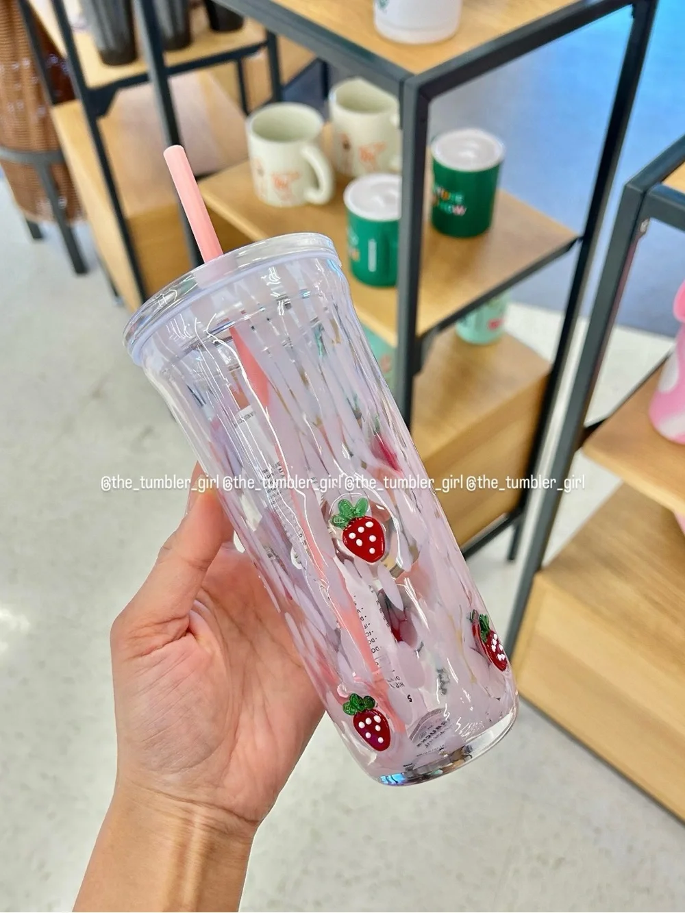 Starbucks 2026 Strawberry Pink Drink Glass Cold Cup Tumbler 16oz With Straw NEW